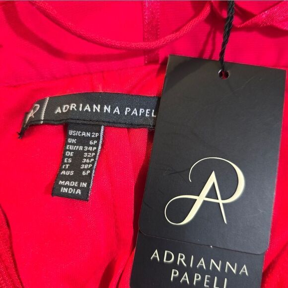 Adrianna Papell Petite AP1E201024 Two-Piece Beaded Sheath Gown NWT size 2P Red - Picture 7 of 7